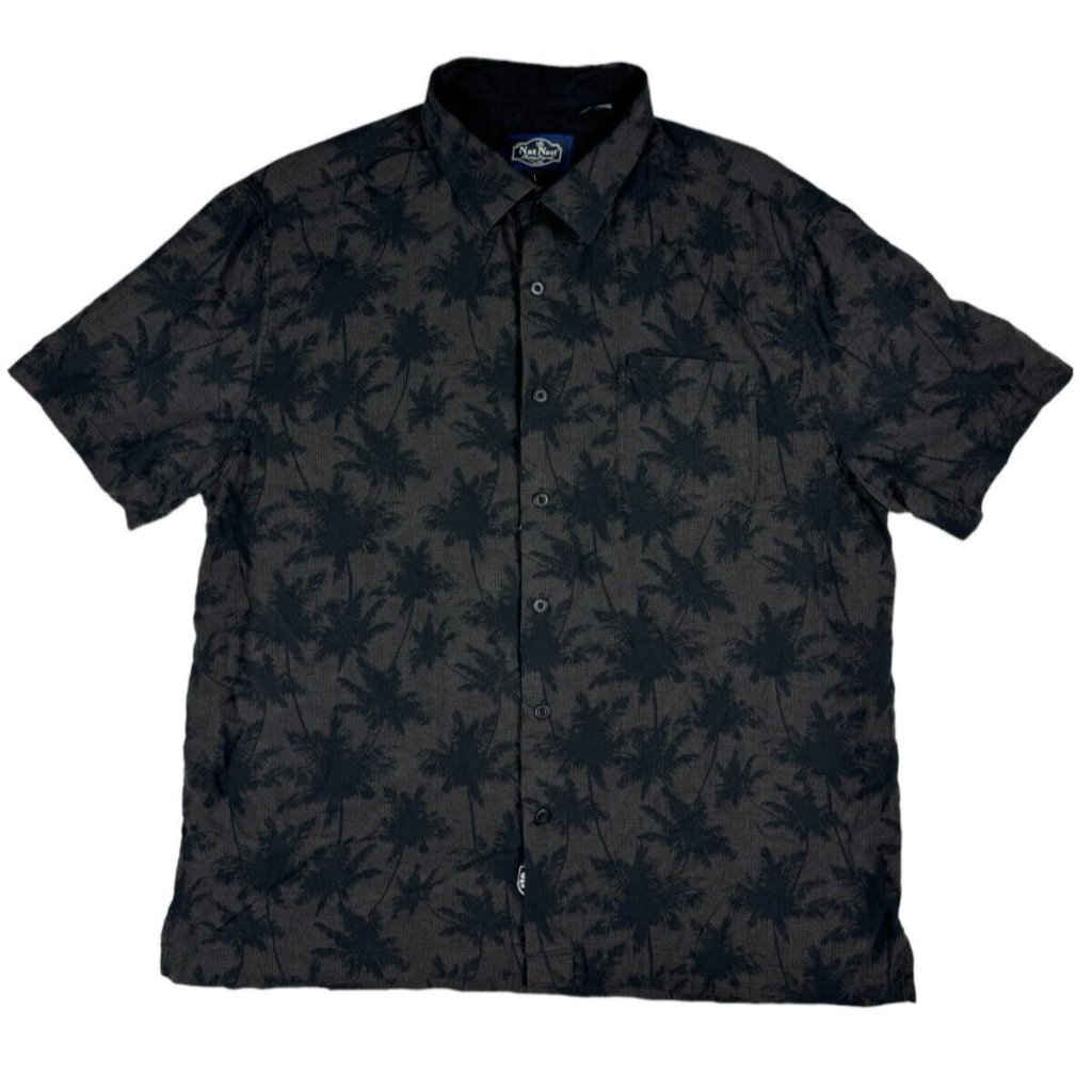 Nat Nat Hawaiian Shirt Silk Floral Print Short Sleeve Aloha Men's L